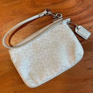 Coach White/Silver Metallic Wristlet